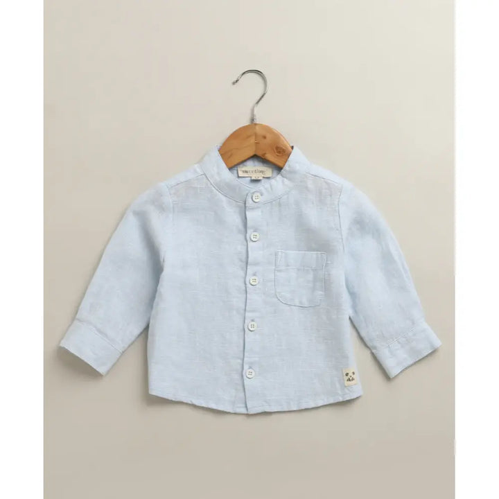 Sweetlime By As Sky Blue Mandarin Linen Shirt