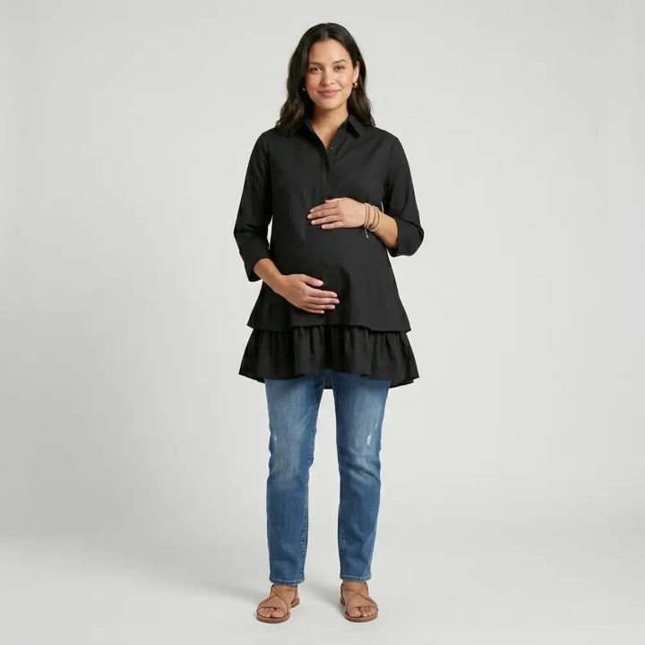 SOL MAMA Layered Bloom Top - Black