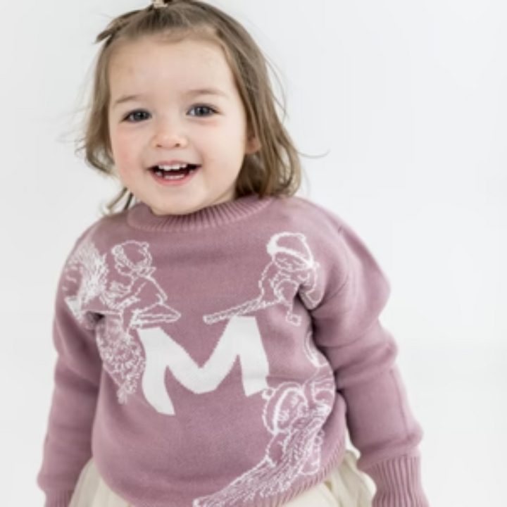 NamelyCo Personalised May Gibbs Letter Jumper - Rose Bloom