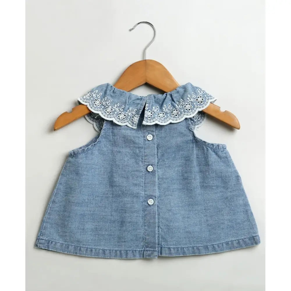 Sweetlime By AS Cotton Denim Ruffle Dress &amp; Bloomer Set - Blue