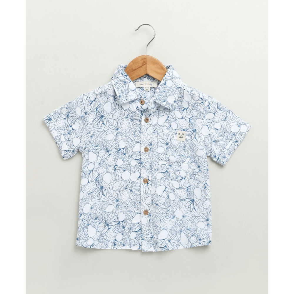 Sweetlime By AS Blue &amp; White Lemon Print Cotton Co-ord Set