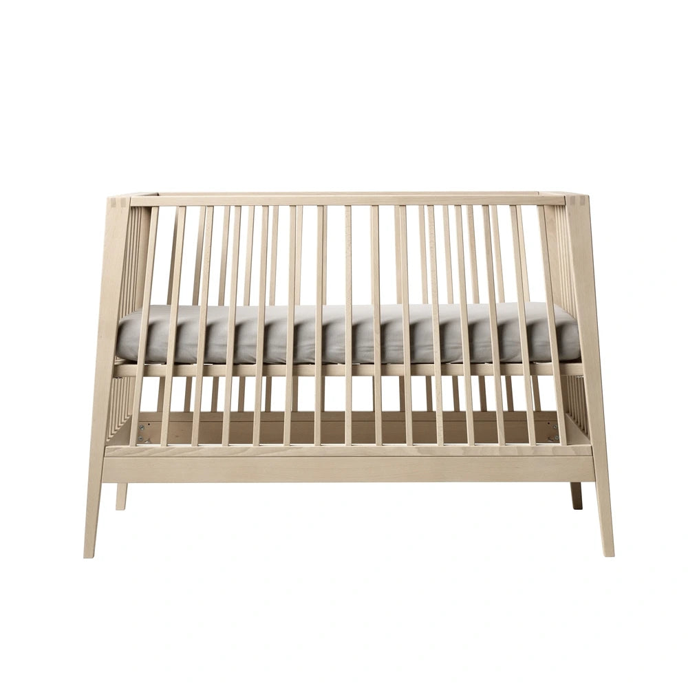 Leander Linea Baby Cot, Beech Wood, Adjustable Mattress Height, Convertible Design without mattress