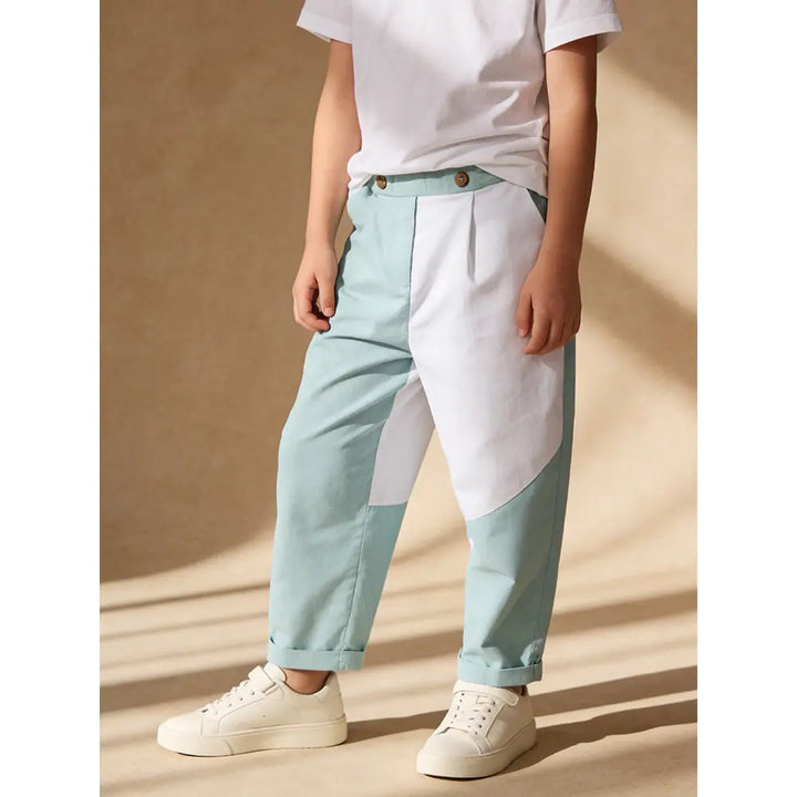 The Baby Trunk Unisex Comfy Patch Pants - Sea Blue and White