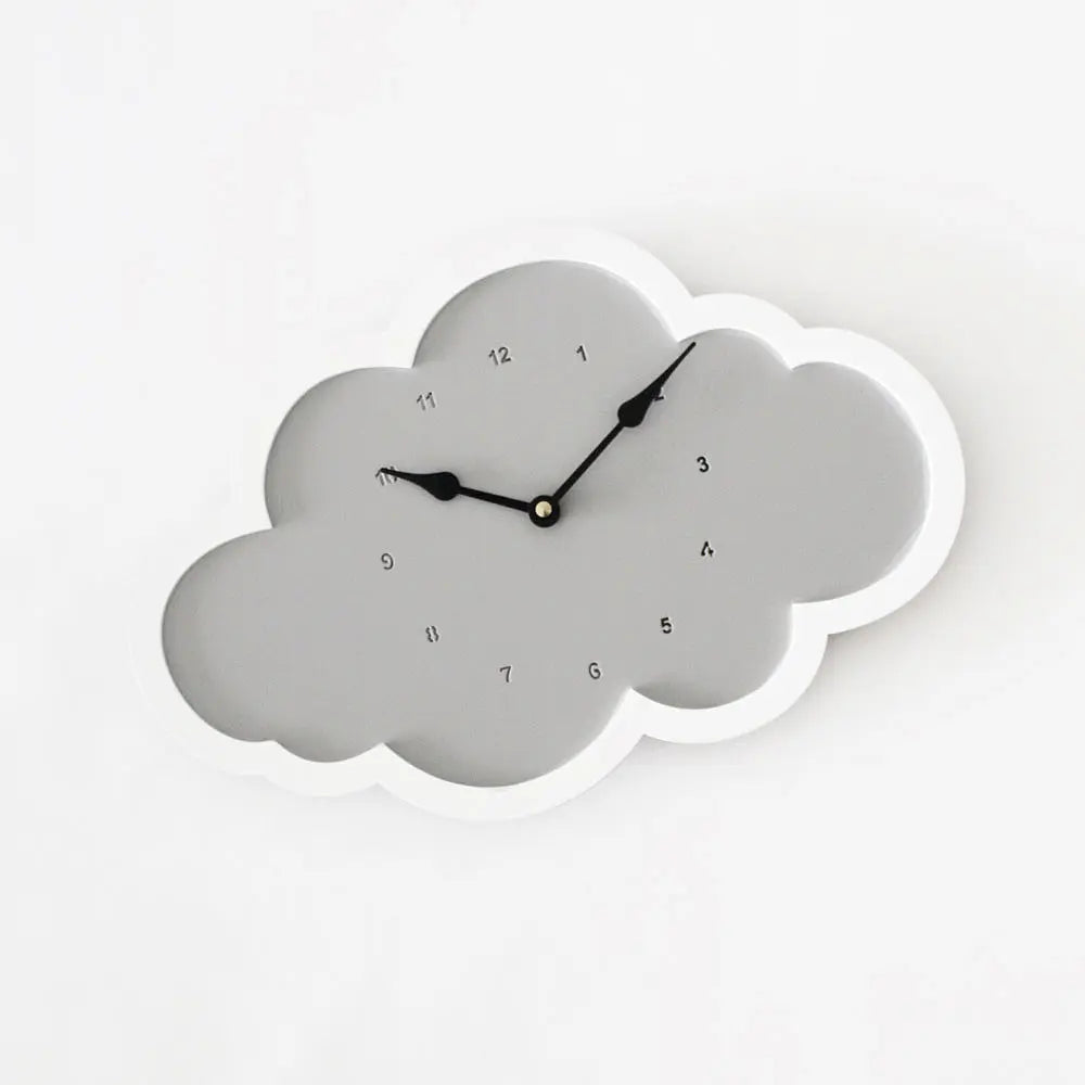 The Tiny Trove Cloud Clock - Grey - White Border