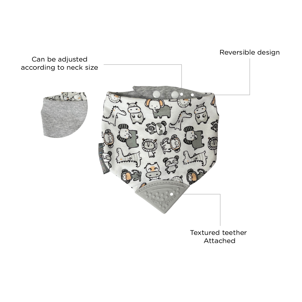 Cheeky Chompers Baby Bib with Teether - Panda Pals Neckerchew