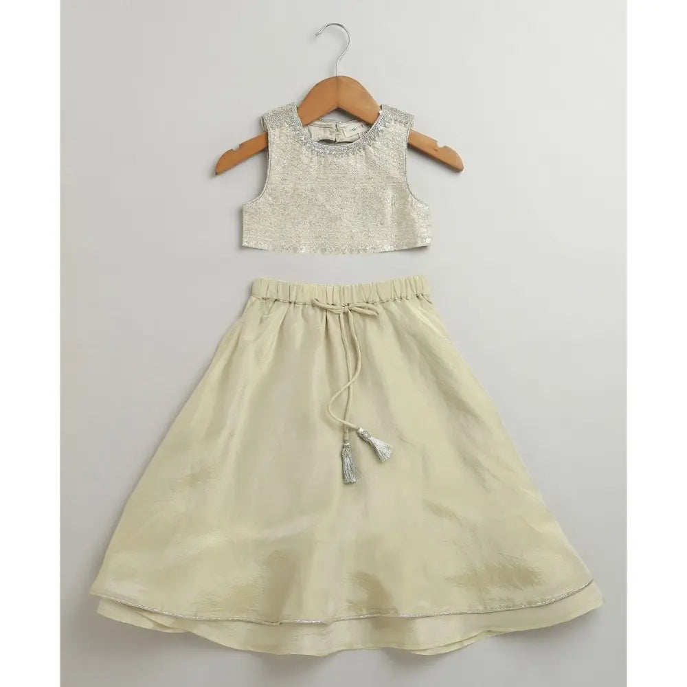Sweetlime By AS Ivory &amp; Silver Princess Lehenga Set - Golden