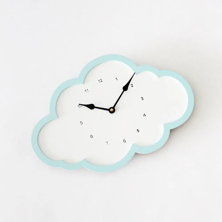 The Tiny Trove Cloud Clock - White - Blue Border