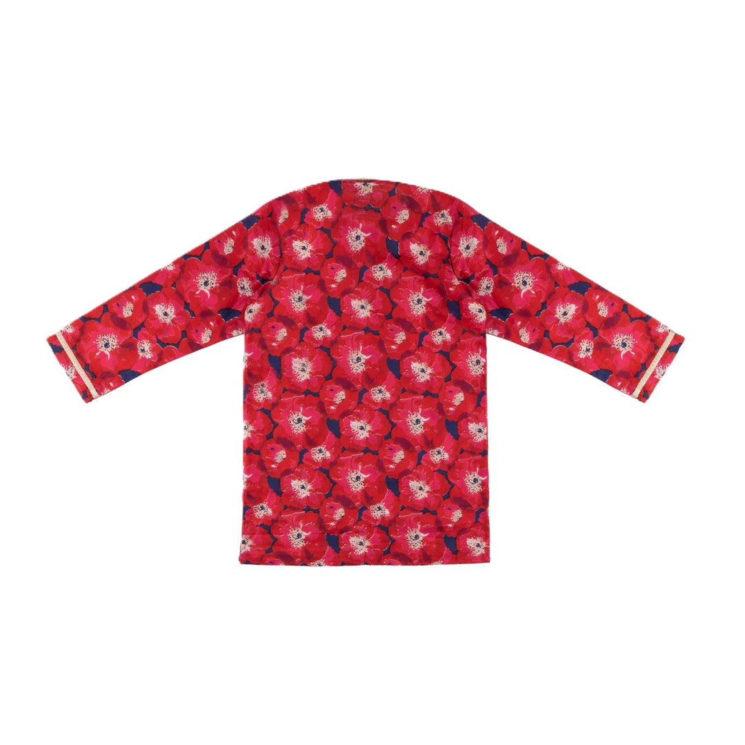 Dulaar Cotton Kurta Pyjama Set for Boys (Gota Work)-Painted Poppies