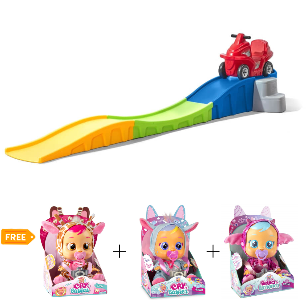 Step 2 Anniversary Edition Up &amp; Down Roller Coaster + 3 IMC Cry Babies Dolls