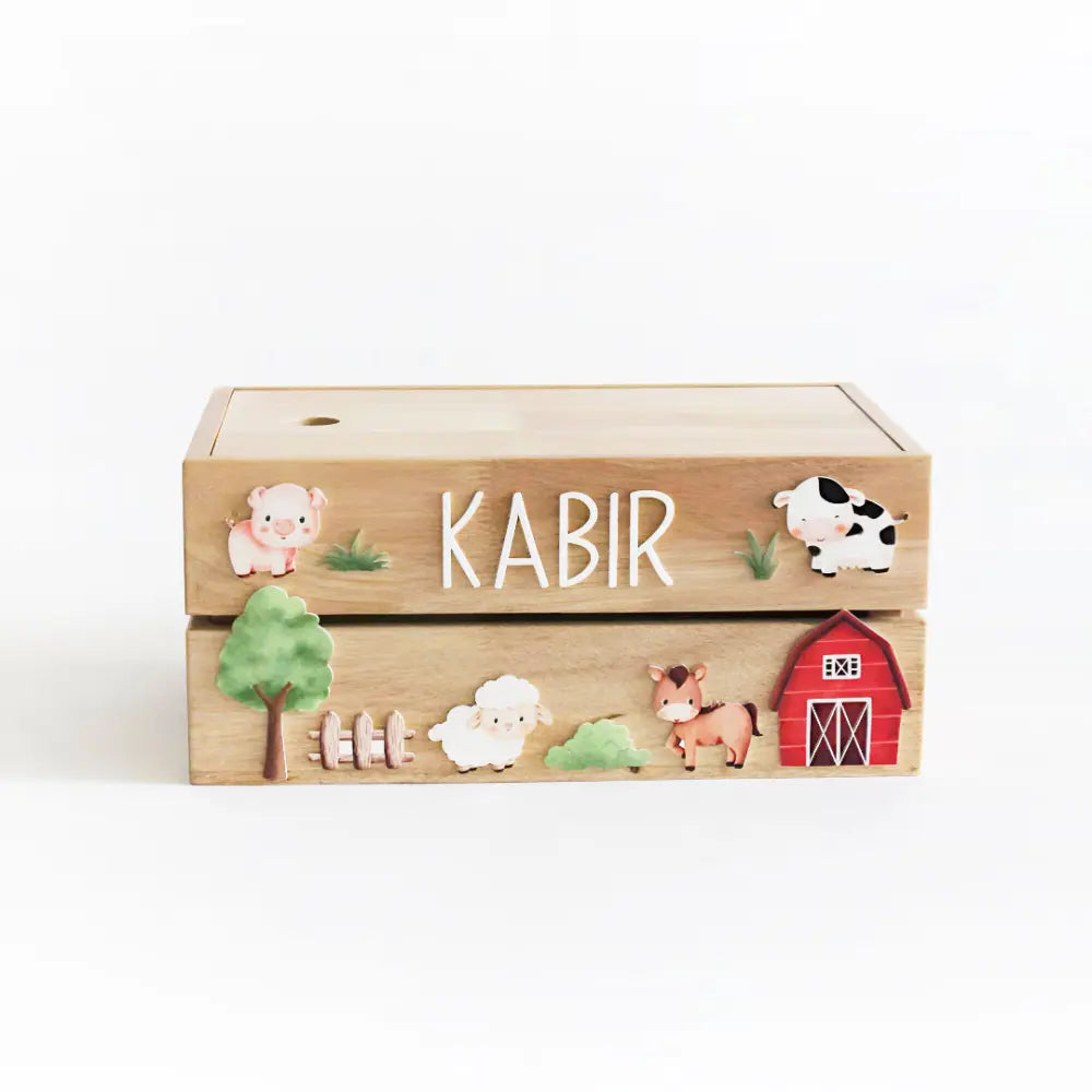 The Tiny Trove Personalized Wooden Box - Farm Theme