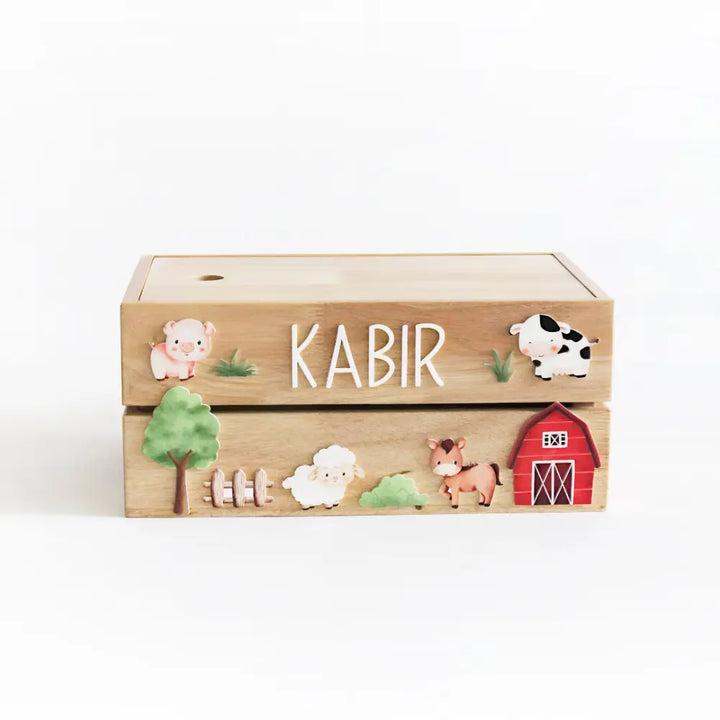 The Tiny Trove Personalized Wooden Box - Farm Theme