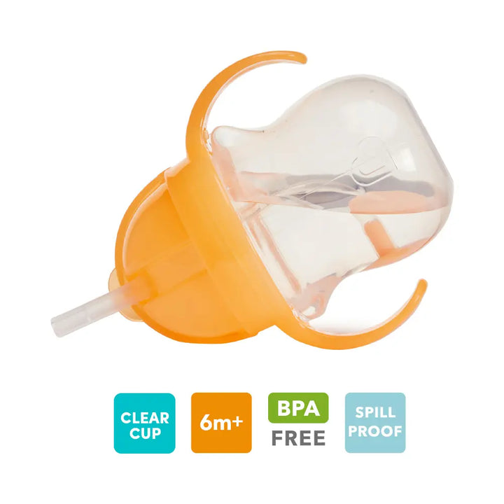 Munchkin Click Lock Tip &amp; Sip Weighted Straw Cup with Handles – Spill-Proof Sippy Cup with Flip-Top Lid, 7oz, BPA-Free, 6+ Months - Orange