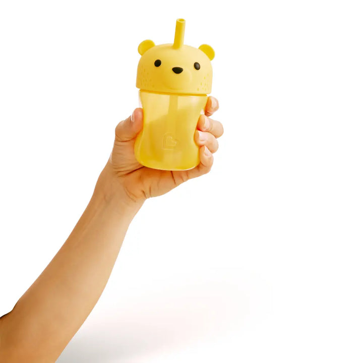 Munchkin Gentle™ Transition Honey Bear Silicon Straw Cup - Squeezable Design, 9oz/ 260 ml, 6+ Months  - Yellow