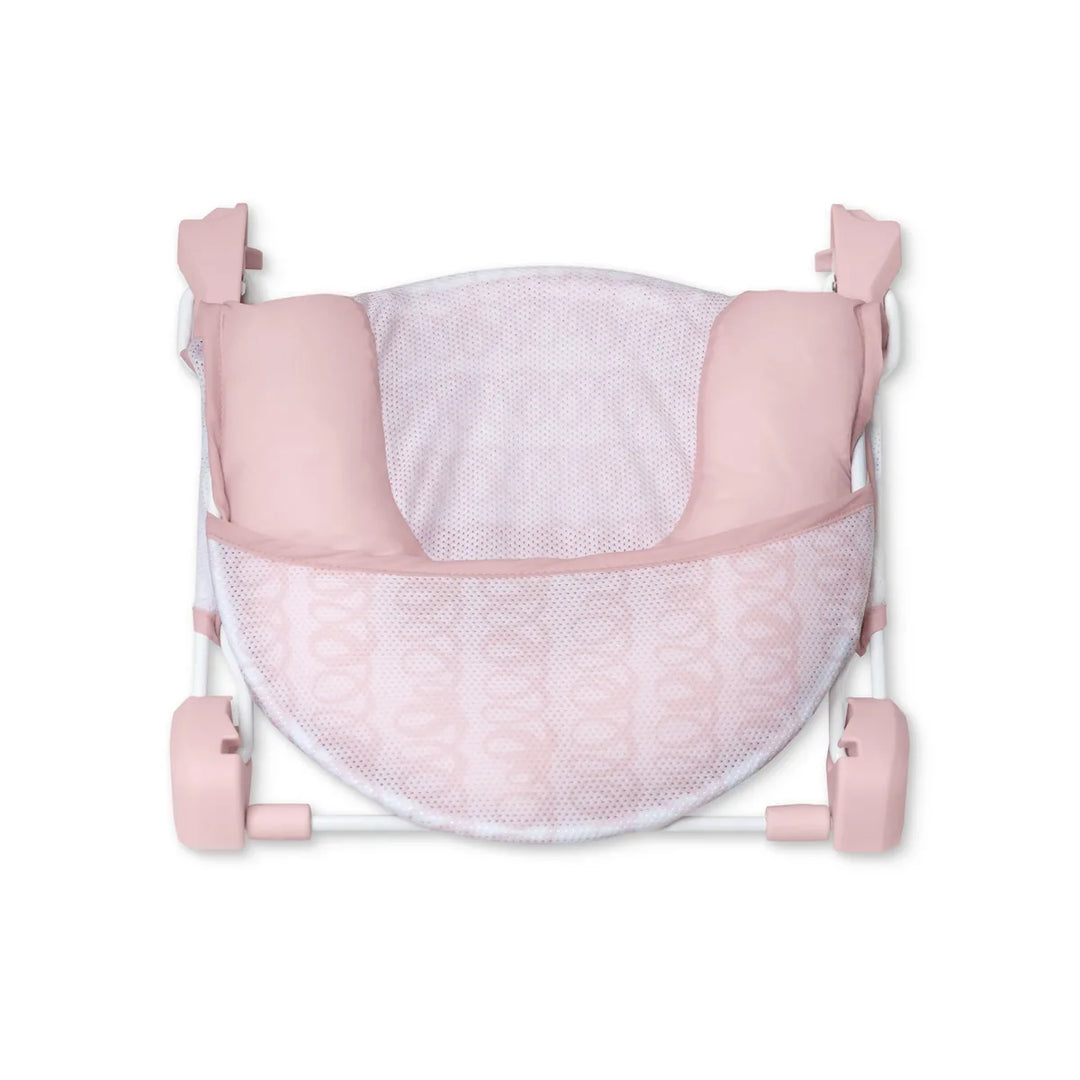Ingenuity FoldAway 2-Position Baby Bath Bather with Mesh Sling &amp; Headrest, 0–6 Months /  Upto 9 kgs - Pink