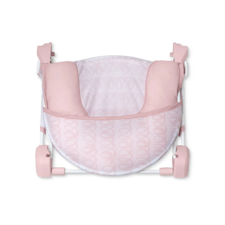 Ingenuity FoldAway 2-Position Baby Bath Bather with Mesh Sling &amp; Headrest, 0–6 Months /  Upto 9 kgs - Pink