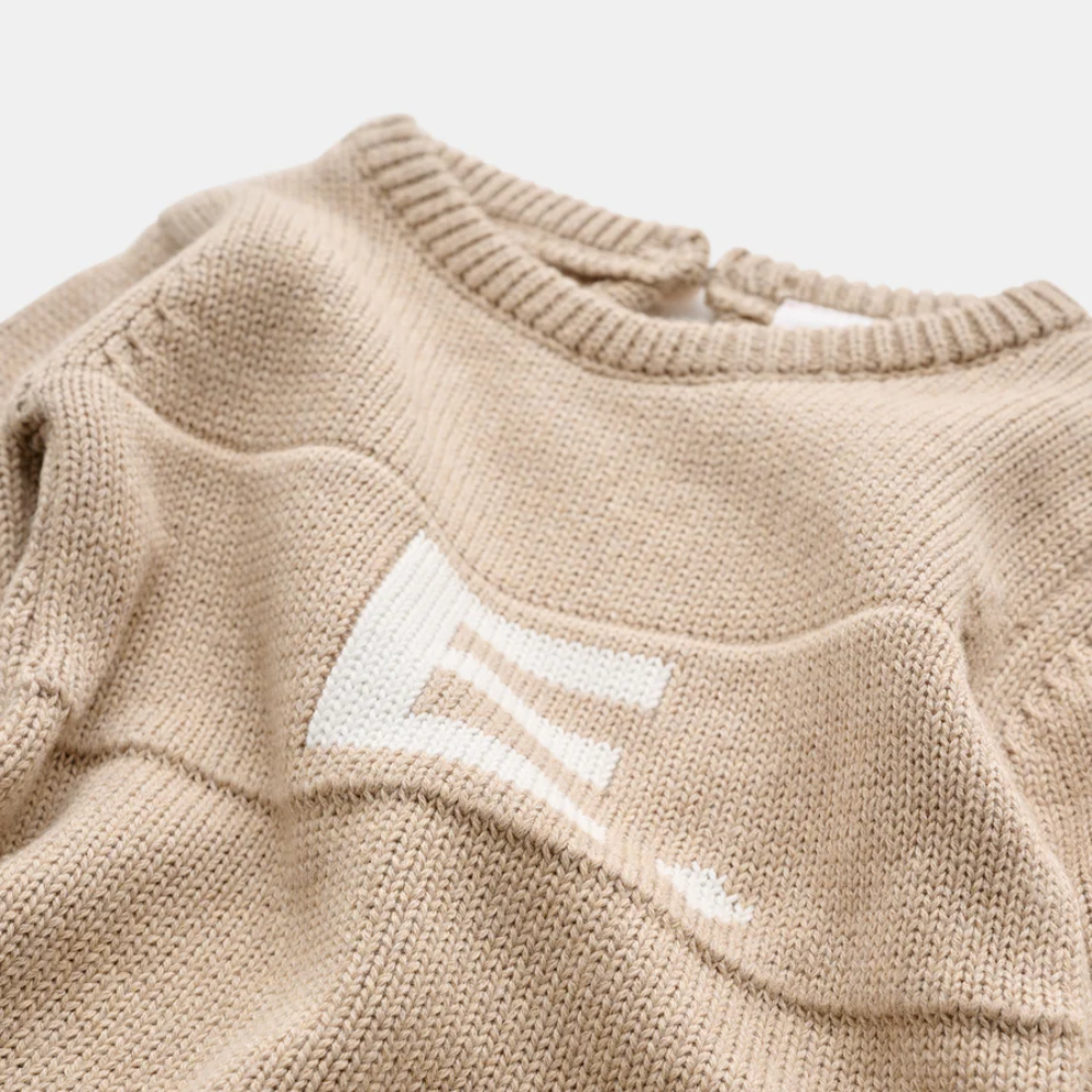 NamelyCo's Letter Bodysuit - Light Camel