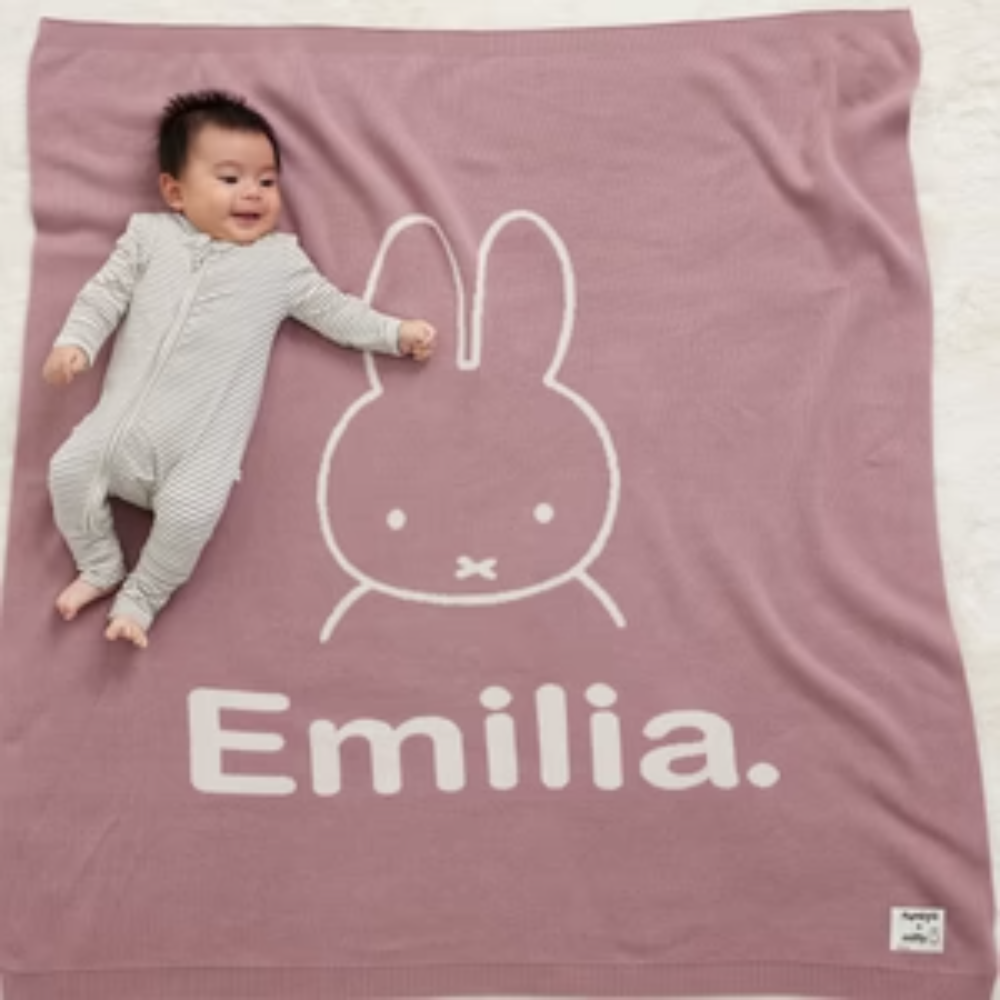 NamelyCo Miffy Name Blanket - Rose Bloom