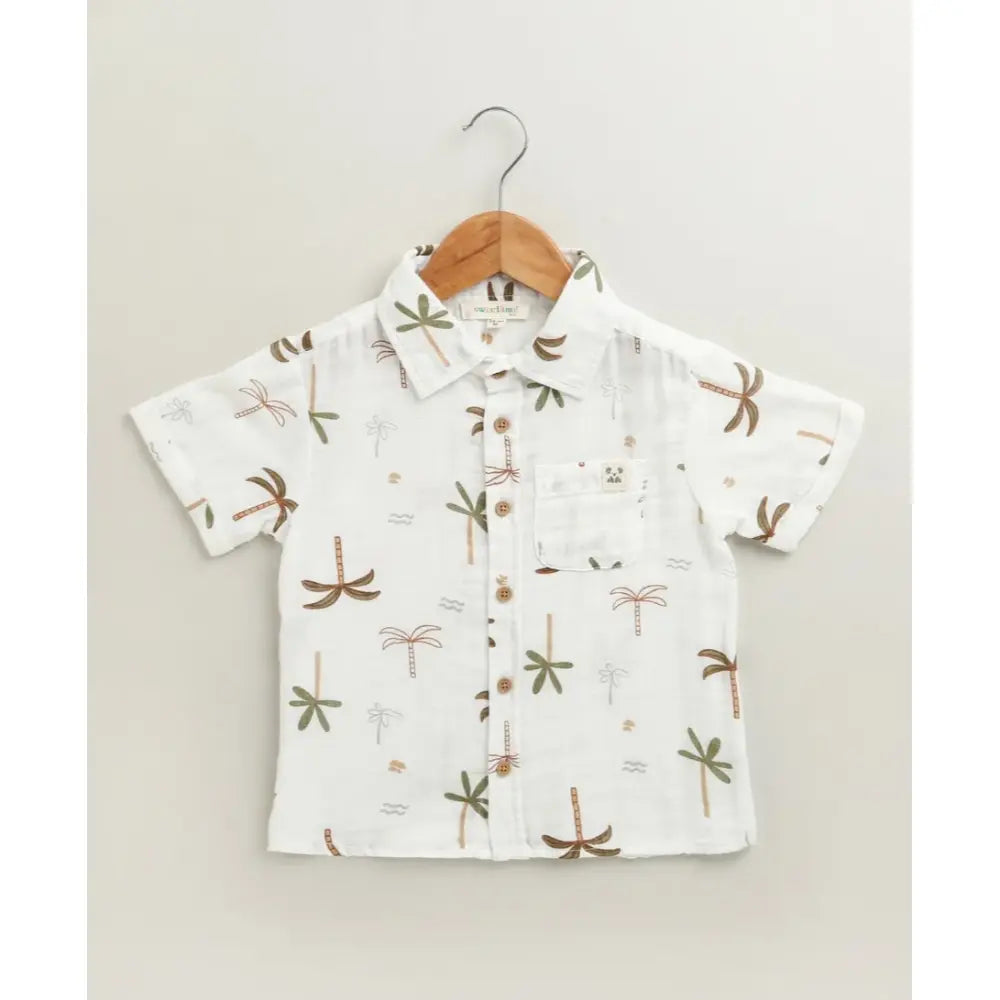 Sweetlime By AS Tropical Breeze Cotton Co-ord Set - White(Double Cloth)