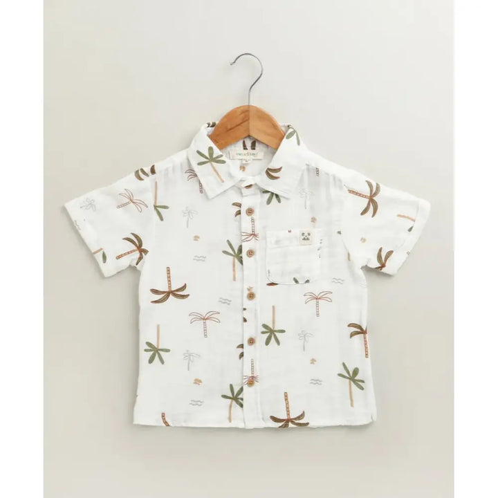 Sweetlime By AS Tropical Breeze Cotton Co-ord Set - White(Double Cloth)