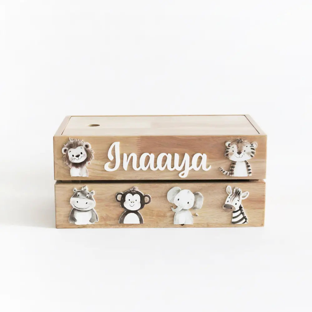 The Tiny Trove Personalized Wooden Box - Cute Animal Theme