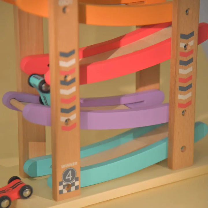 Playbox Speedy Wheels Wooden Car Race Toy Track Set