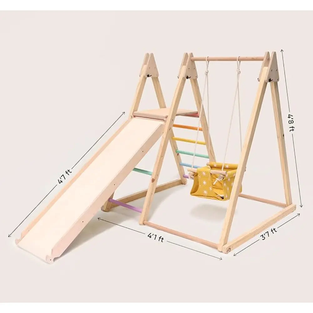 Curious Cub 4-in-1 Indoor Jungle Gym | Climbing Triangle with slide, swing, rock climbing and ladder | Toddler Gym | Ages 1-5 Yrs