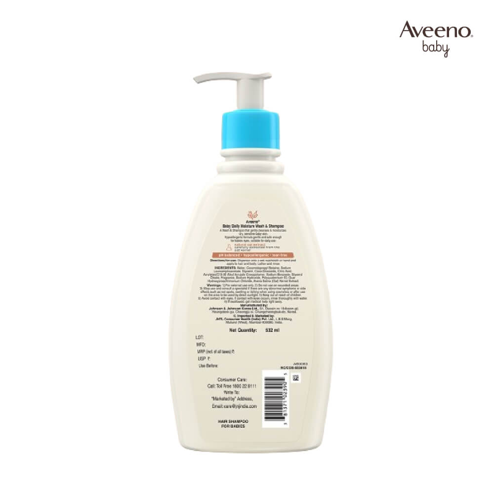 Aveeno Baby Daily Moisture Wash & Shampoo - 532ml