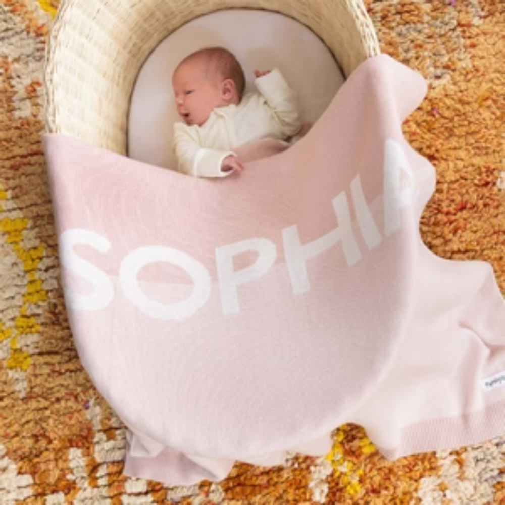 NamelyCo Splice Name Blanket - Ivory Splice: Petal