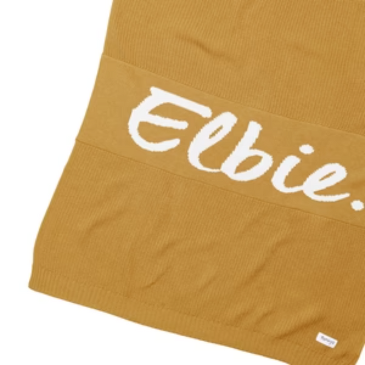 NamelyCo Chunky Knit Name Blanket - Honey Mustard