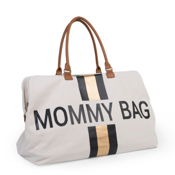Childhome Mommy Bag Nursery Bag - Off White Stripes Black/Gold