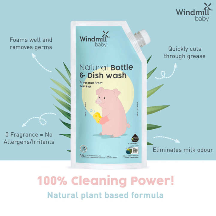 Windmill Baby Natural Bottle &amp; Dish Wash Refill Pack - 450ml