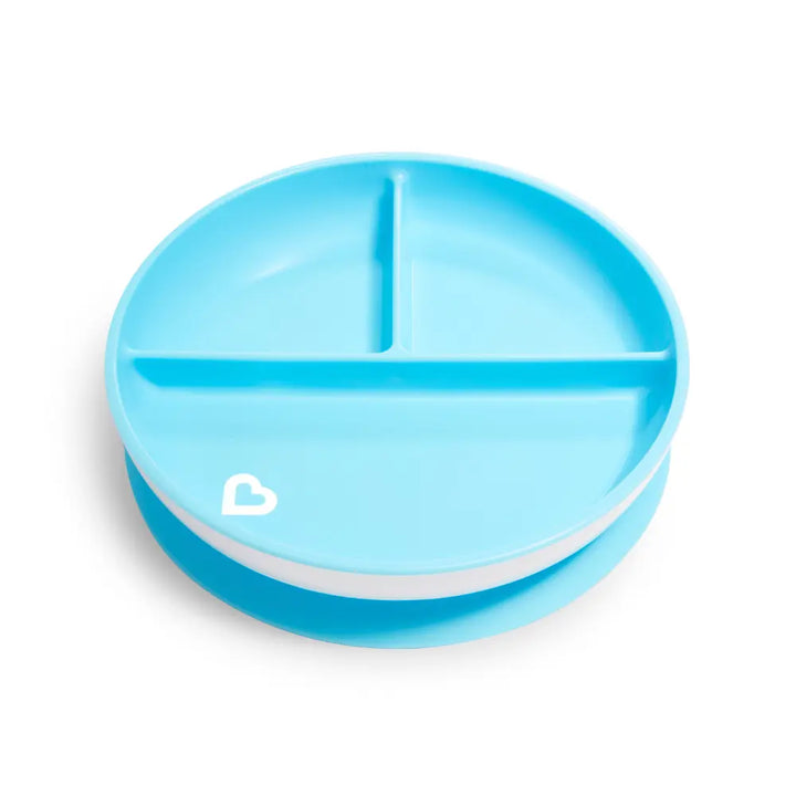 Munchkin Suction Plate for Babies &amp; Toddlers – Strong Suction Base with Deep Sides, BPA-Free, 6+ Months - Blue