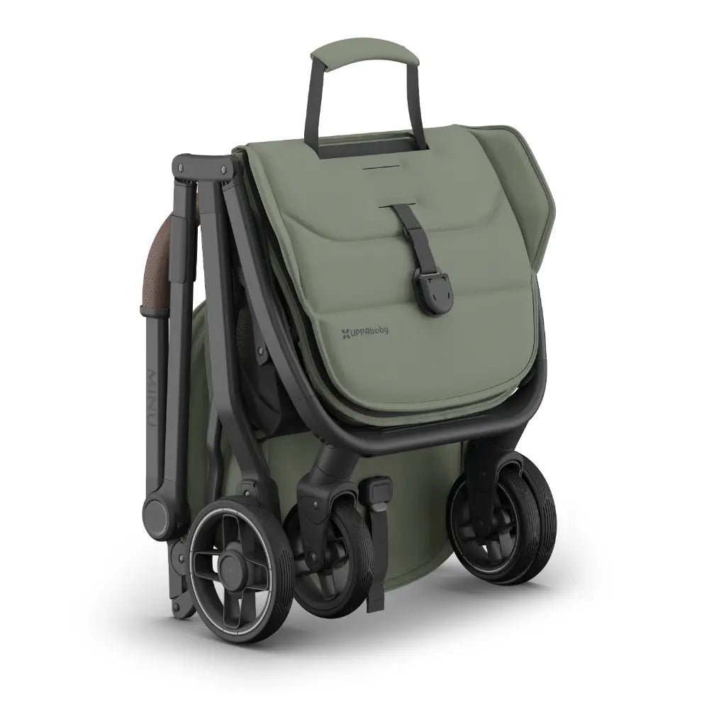 UPPAbaby Minu V3 Stroller, Travel/Cabin Friendly, Compact, Lightweight, One Hand Fold, Flat Recline, Carry Strap, Suitable from Birth - Evelyn/Meadow Green
