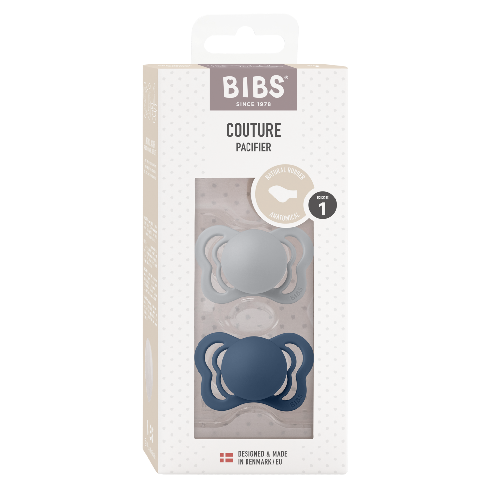 BIBS Latex Orthodontic Nipple Pacifier Size 1 - Pack of 2 (Couture)