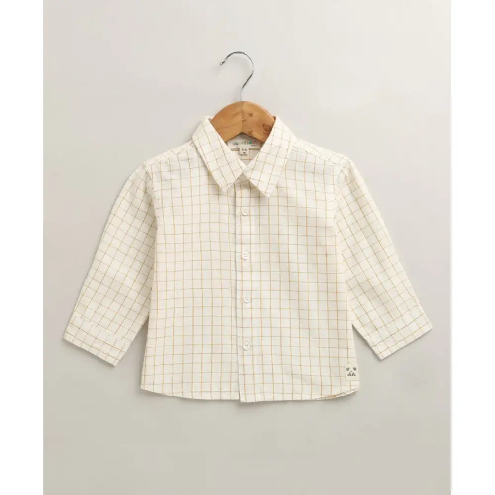 Sweetlime By As The yelllow Checks shirt  &amp; Khaki Cotton Co-ord Set - Beige