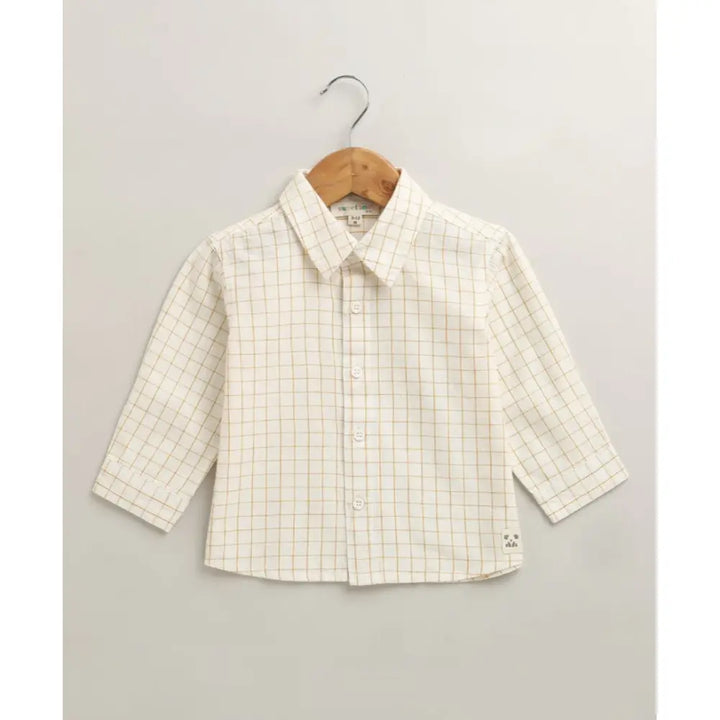 Sweetlime By As The yelllow Checks shirt  &amp; Khaki Cotton Co-ord Set - Beige