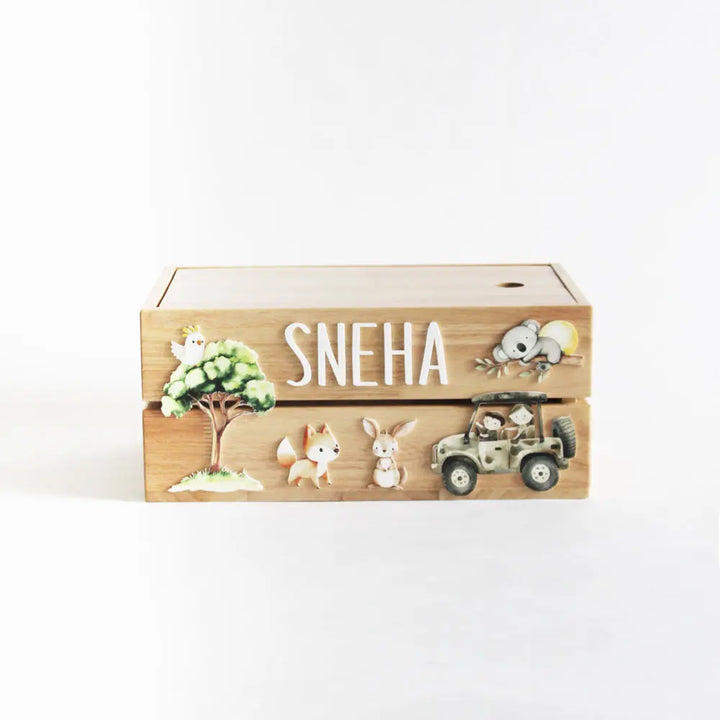 The Tiny Trove Personalized Wooden Box - Safari Theme
