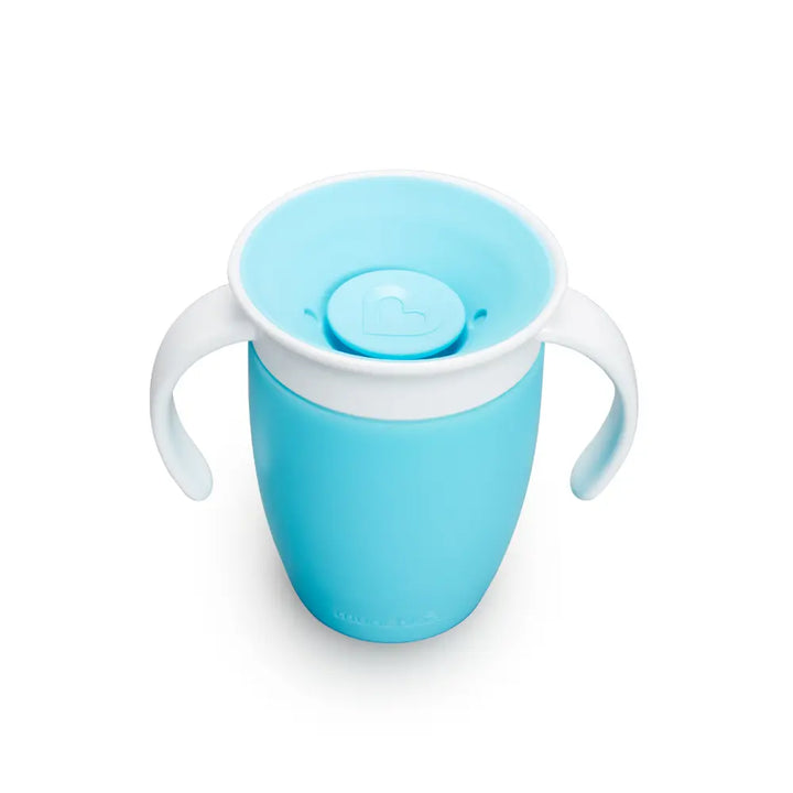 Munchkin 360° Spill-Proof Trainer Cup with Handles, Spoutless Sippy Cup for Babies, Easy Transition to Open Cup, BPA-Free, 7oz, 6+ Months - Blue