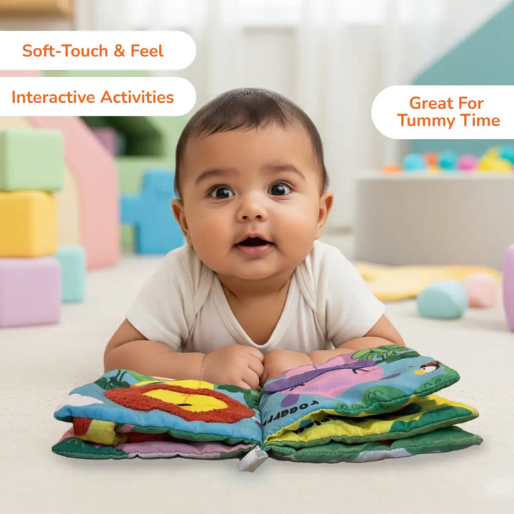 Shumee Touch &amp; Feel Sensory Cloth Book – Interactive Jungle Animal Activity Book with Crinkle Pages &amp; Textures for Babies (0-2 Years) colour