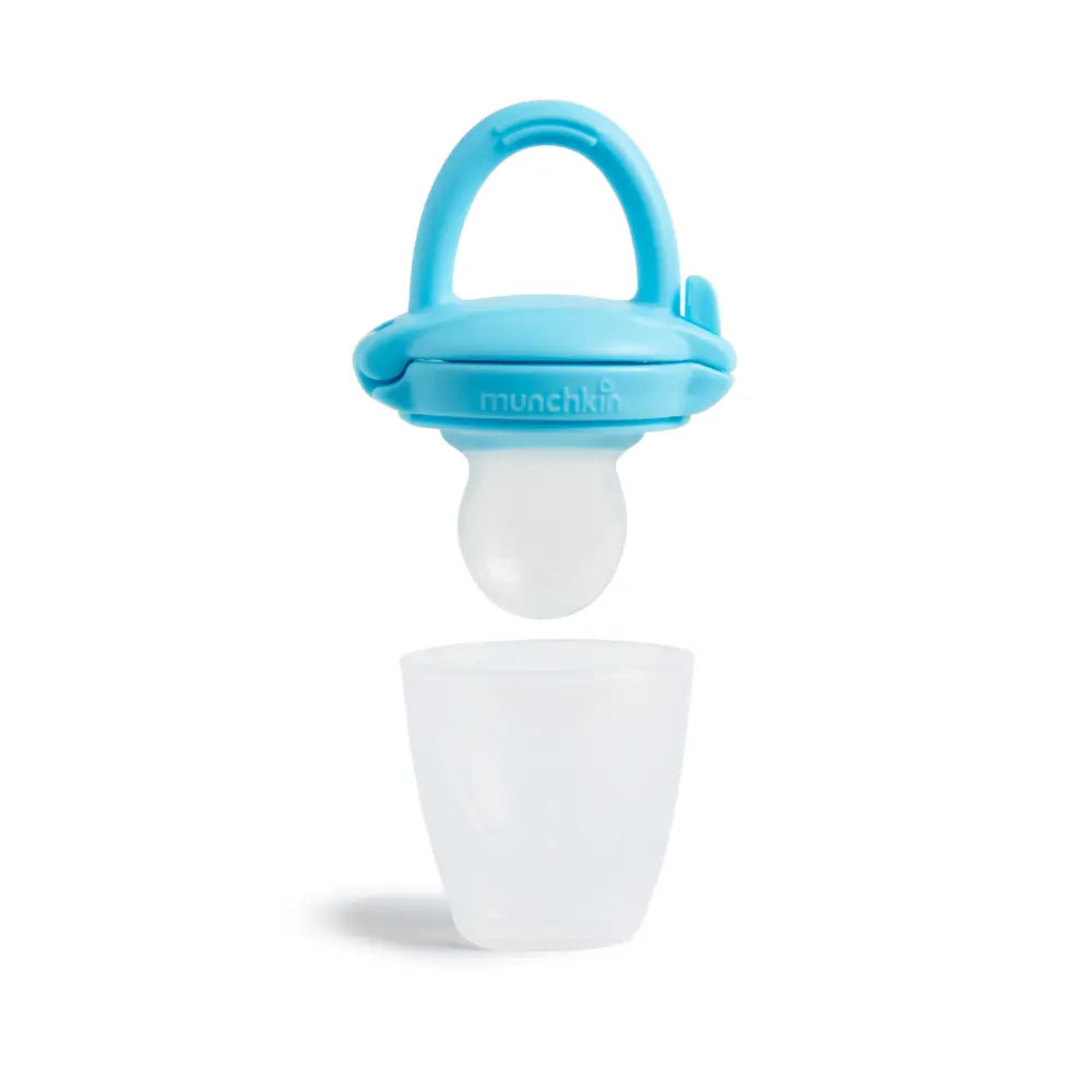 Munchkin Silicone Baby Food Feeder – Self-Feeding Pouch for Purees &amp; Mashed Foods, BPA-Free, 4+ Months - Blue