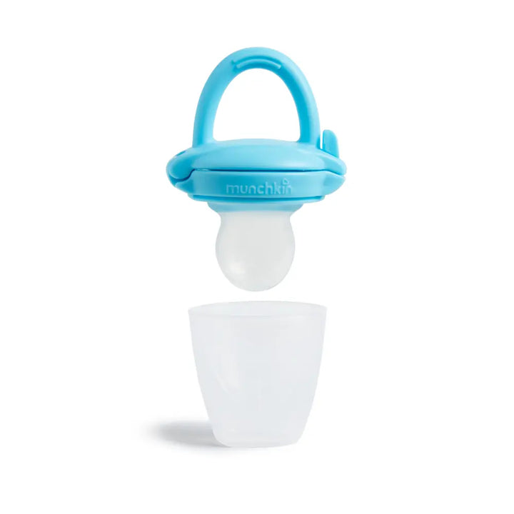 Munchkin Silicone Baby Food Feeder – Self-Feeding Pouch for Purees &amp; Mashed Foods, BPA-Free, 4+ Months - Blue