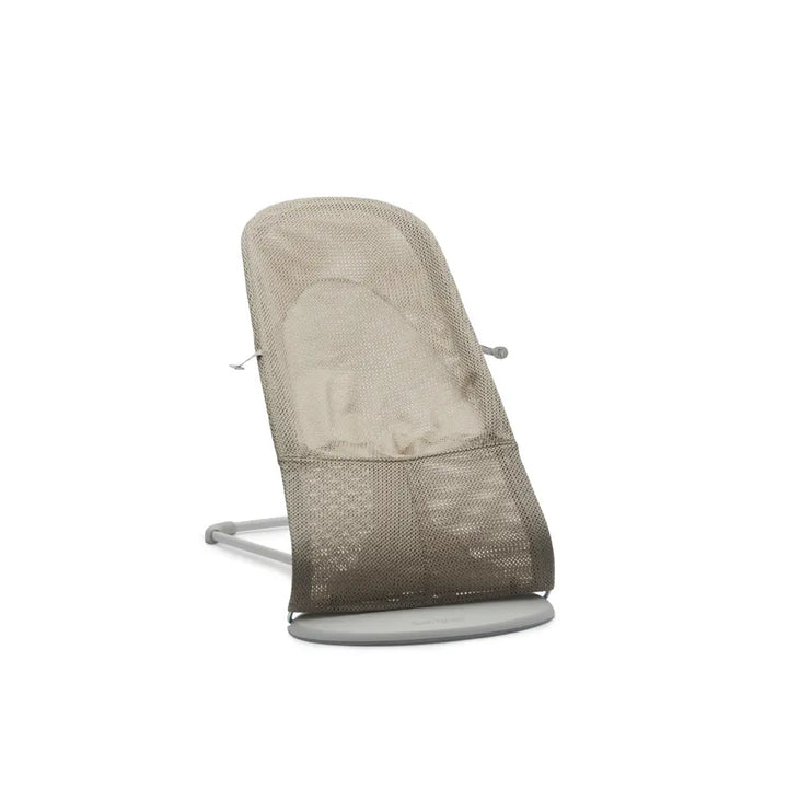 BabyBjorn Balance Soft Mesh, Lightweight Ergonomic Baby Bouncer with Natural Rocking, Convertible to a Toddler Chair, Ergonomic design, Newborn to Toddler (0–2 Years) - Sand Grey Beige / White