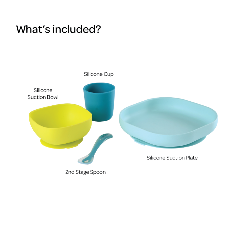 Beaba Silicone 4 pc Meal Set (Plate, Bowl, Cup & Spoon)