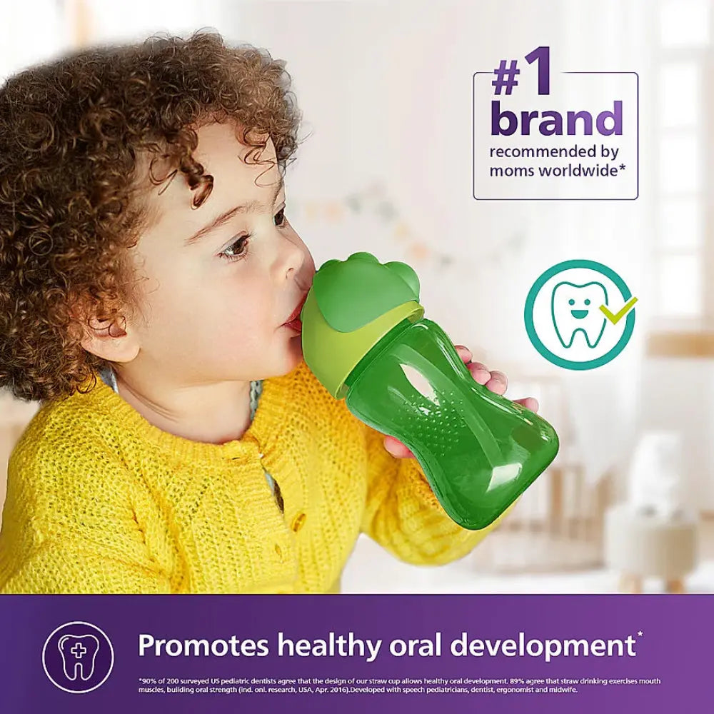 Philips Avent Sipper Bottle for Kids- | Leak proof design | Easy grip | BPA Free | Microwave safe | Ideal for 12m+ | 300ml | Pack of 1 | Assorted colours (Green/Pink) |