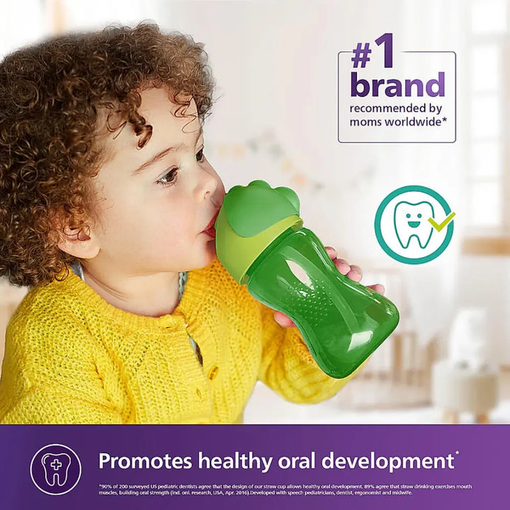 Philips Avent Sipper Bottle for Kids- | Leak proof design | Easy grip | BPA Free | Microwave safe | Ideal for 12m+ | 300ml | Pack of 1 | Assorted colours (Green/Pink) |