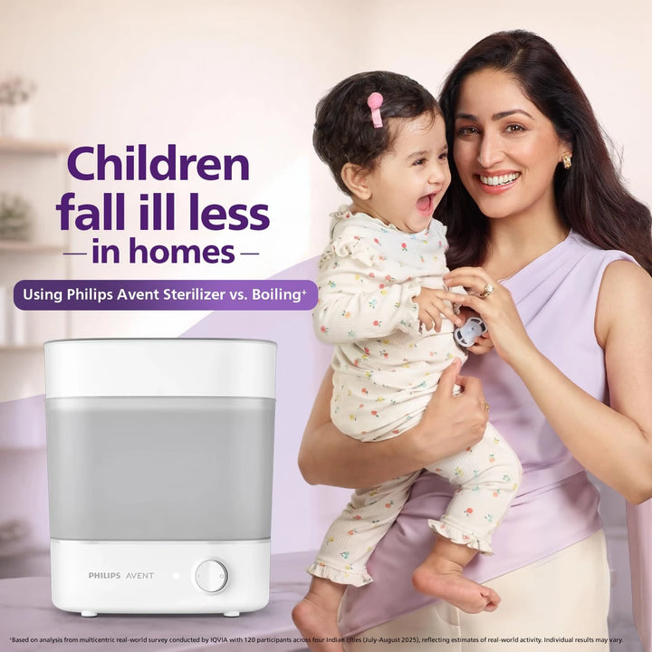 Philips Avent Sterilizer &amp; Dryer for Baby Products | Babies Fall Ill Less in Philips Avent Sterilizer Homes &amp; get 2X Better Germ Protection vs Boiling*| Built-in Dryer