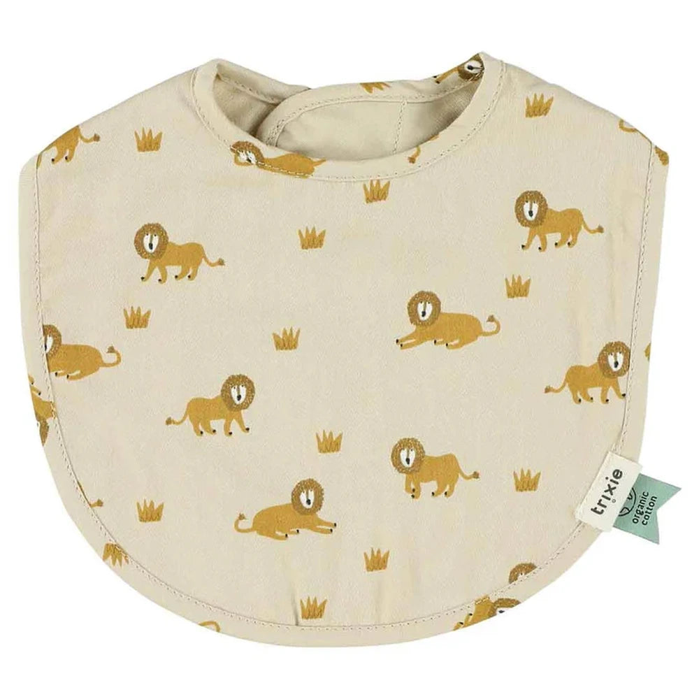 Trixie Newborn Baby Bib Set | Ultra-Soft &amp; Absorbent Cotton Bibs with Adjustable Snap Buttons for Feeding &amp; Drooling | 2-Pack | 0 to 3 Months - Lively Lion