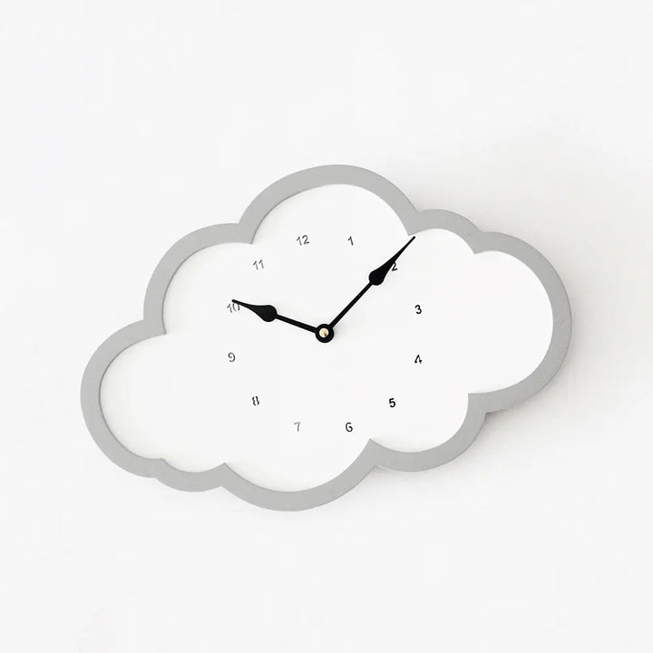 The Tiny Trove Cloud Clock - White - Grey Border