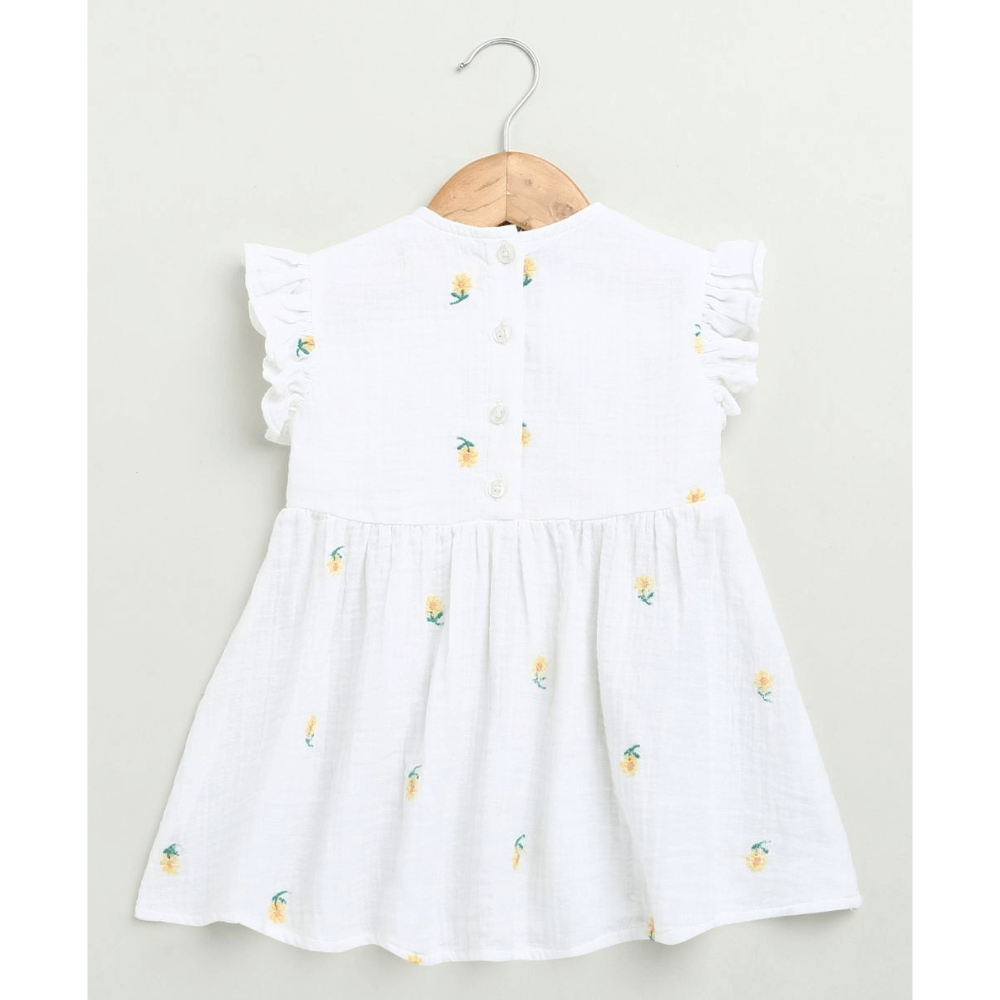 Sweetlime By AS Yellow Floral Embroidery Organic Cotton Co-ord Set