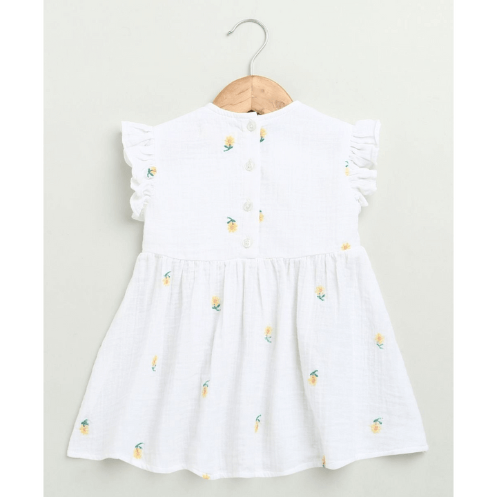 Sweetlime By AS Yellow Floral Embroidery Organic Cotton Co-ord Set